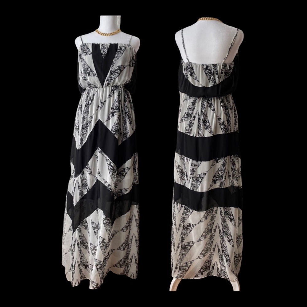 HeartSoul Maxi Sun Dress Black Gray White